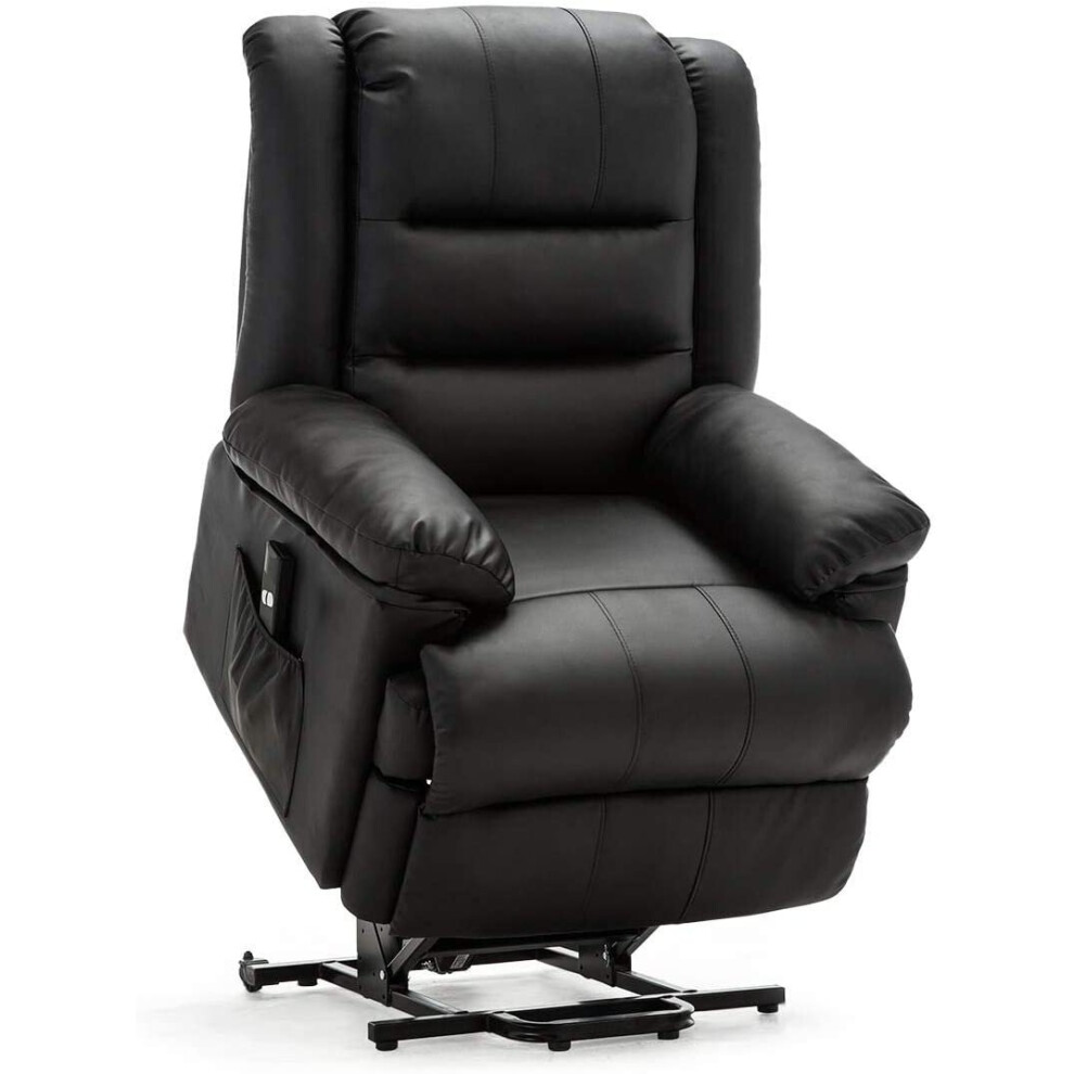 (Black) Loxley Electric Rise Recliner Armchair Bonded Leather Mobility Lift Chair