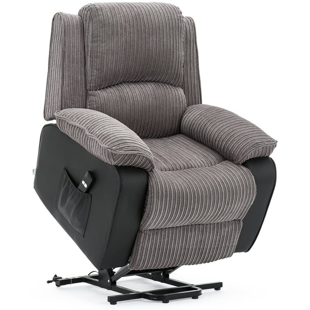 Postana Single Motor Electric Rise Recliner Jumbo Cord Fabric Chair