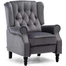 (Slate Grey) Althorpe Wing Recliner Chair Fabric Linen Button Fireside Occasional Armchair