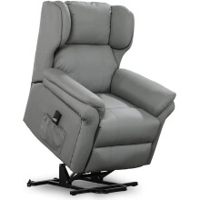 (Grey) Oakford Electric Rise Recliner Bonded Leather Armchair Lounge Mobility Chair