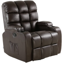 (Brown) Regal Leather Recliner Chair Rocking Massage Swivel Heated Gaming