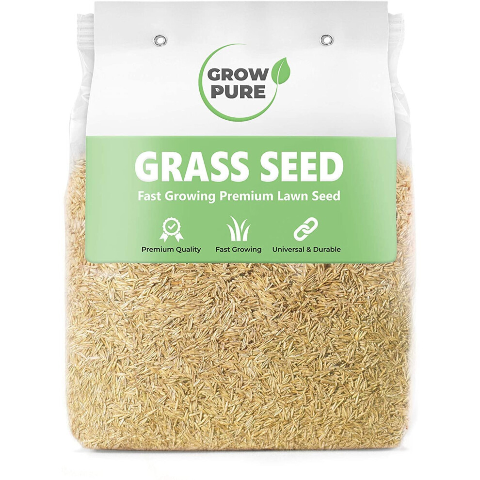 Grow Pure Grass Seed - Fast Growing And Premium Quality - 1Kg Covers 60 Sqm