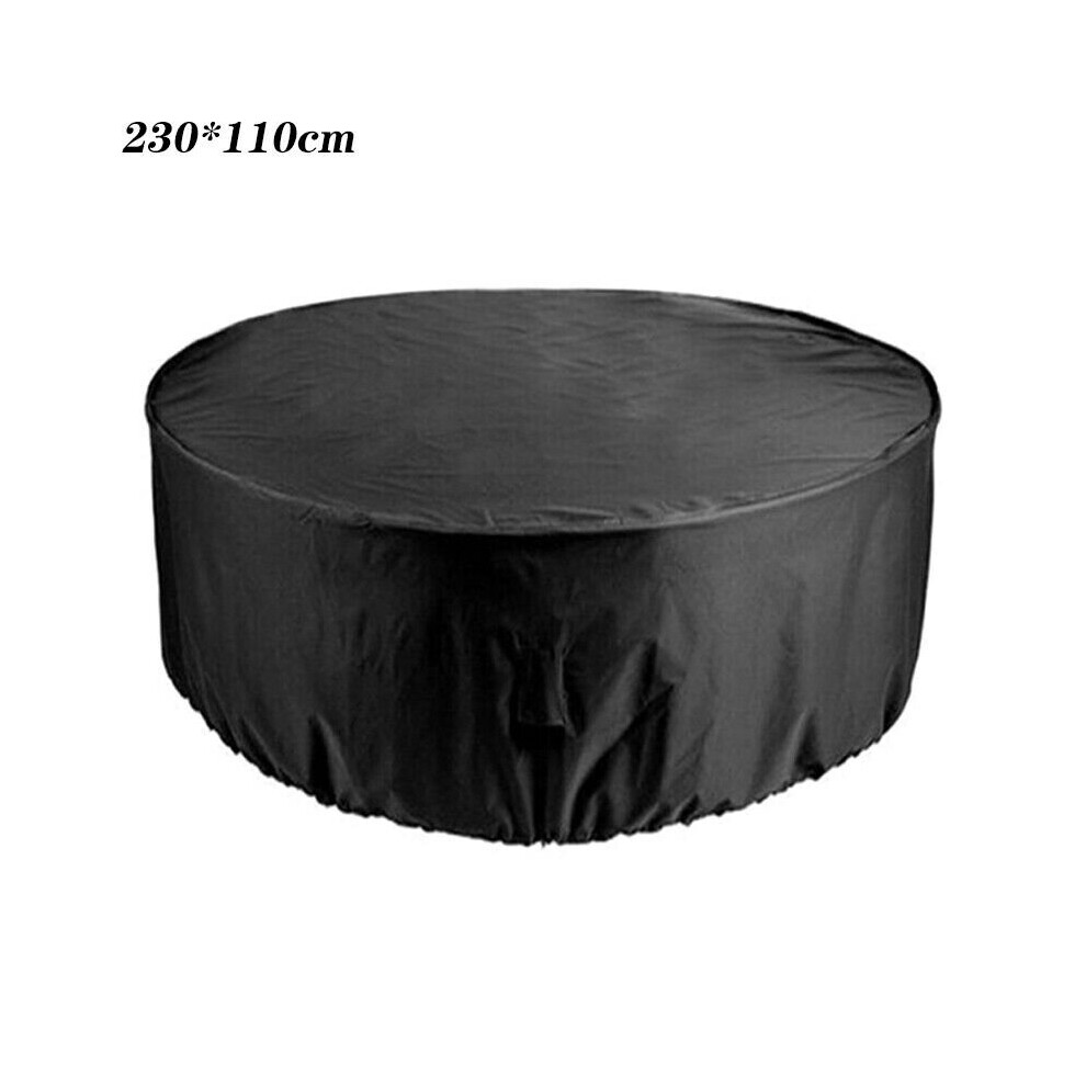 (Black, 230*110CM) Large Round Waterproof Outdoor Home Garden Patio Table Chair Set Furniture Cover