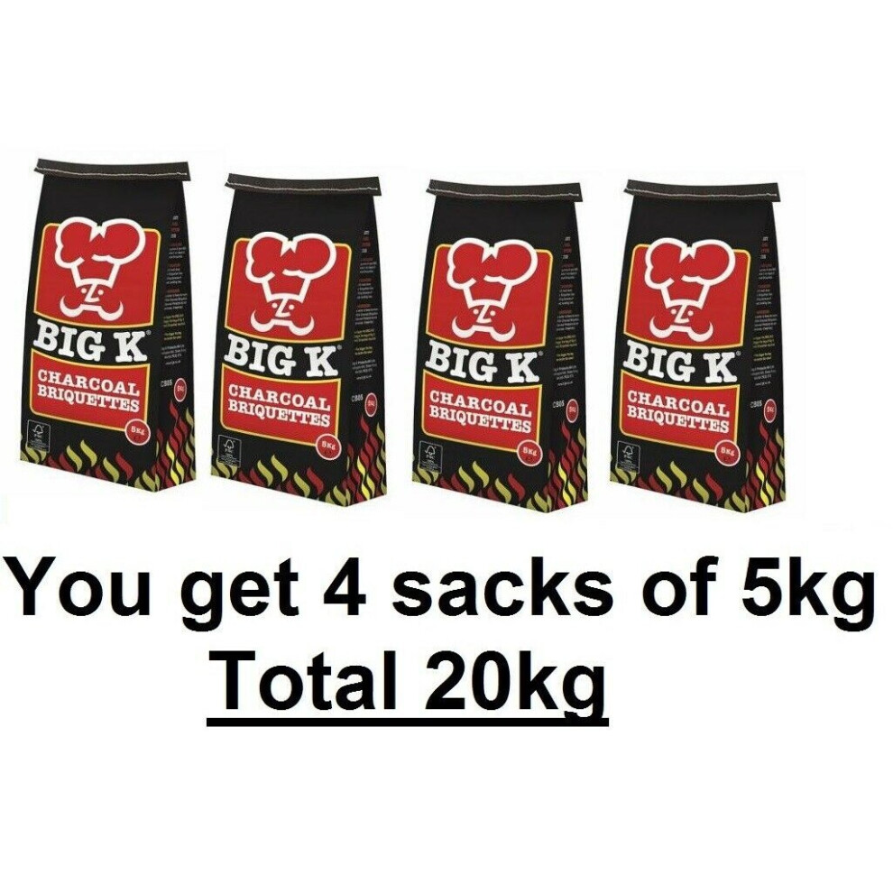 Big K 20Kg Real Char Briquettes Char For Bbq Barbecues. Restaurant Char Coal