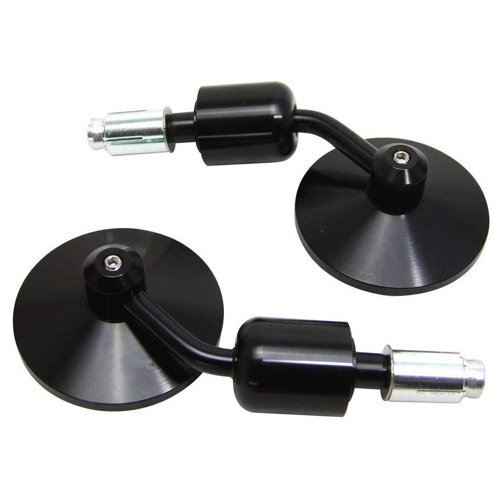 Round Bar End Mirrors For Motorbike Motorcycle 22Mm 7/8" Handlebars And Renthal Pair Of Cnc Machined Aluminium Black 7063084859288