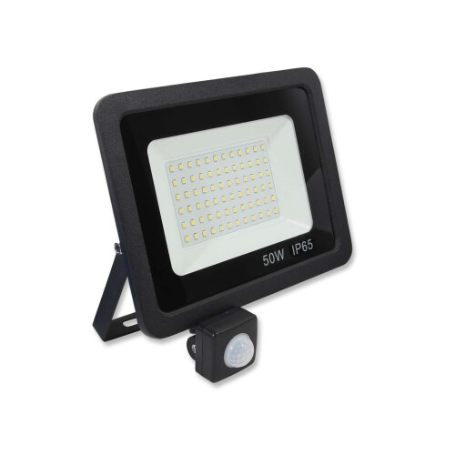 (50w PIR, Black) Black or White LED FloodLight 10W 20W 30W 50W 100W Waterproof IP65 PIR Options