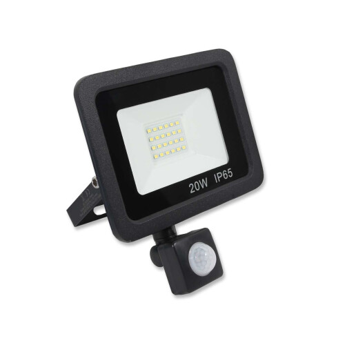 (20w PIR, Black) Black or White LED FloodLight 10W 20W 30W 50W 100W Waterproof IP65 PIR Options