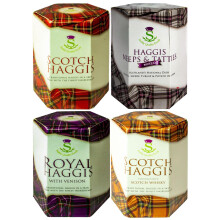 Scottish Haggis Pack of 4: Traditional, with Venison, Neeps & Tatties Haggis Mix and Scotch Whisky Flavour Haggis in a Tin Scotland's National Dish