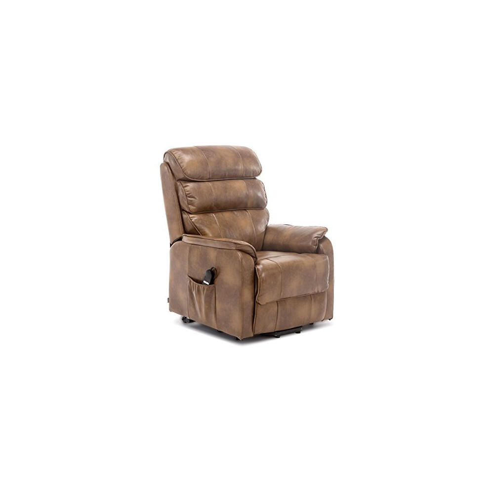 (Tan) Buckingham Electric Rise Recliner Armchair Lounge Leather Air Riser Chair