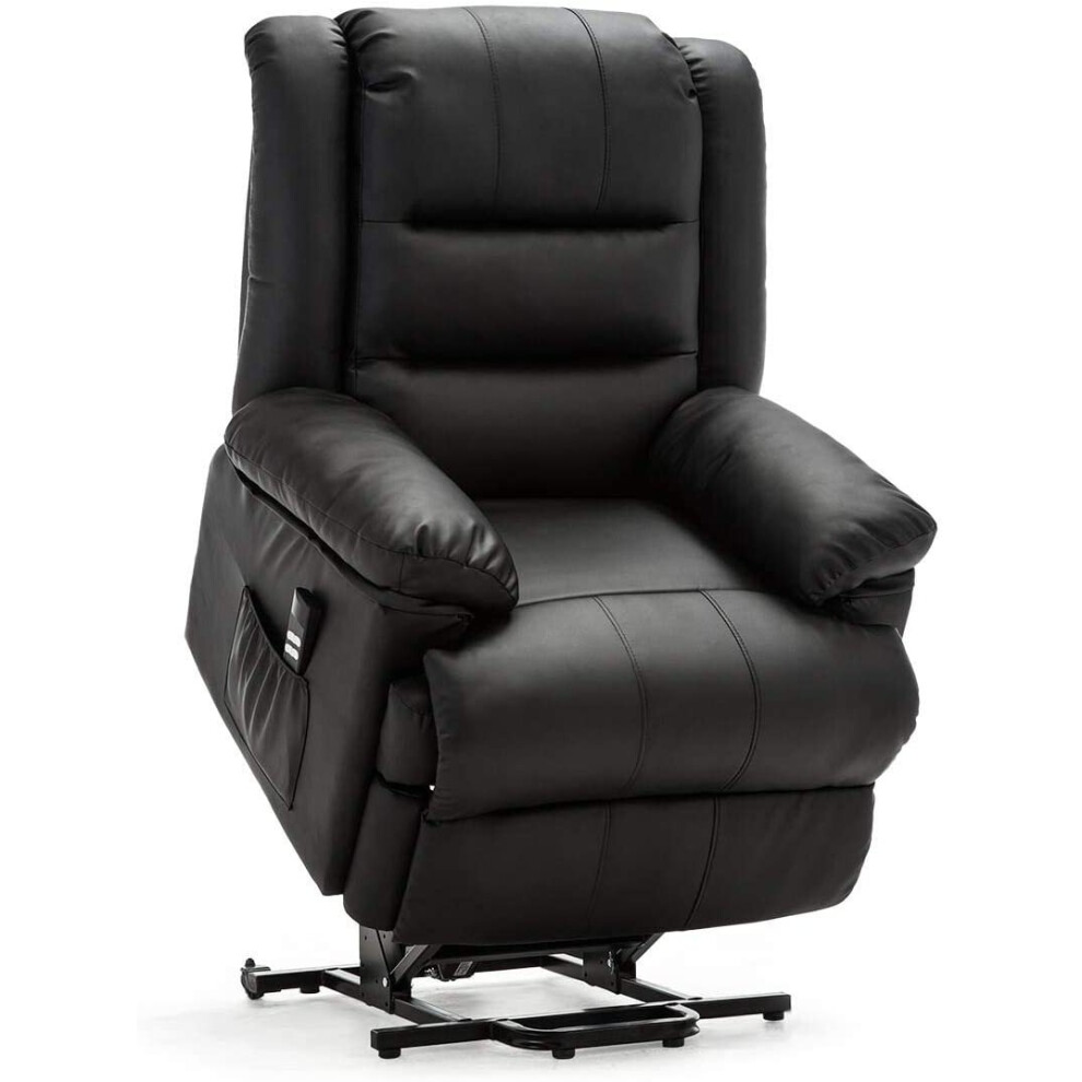 (Black) Loxley Leather Recliner Armchair Sofa Home Lounge Chair Reclining Gaming