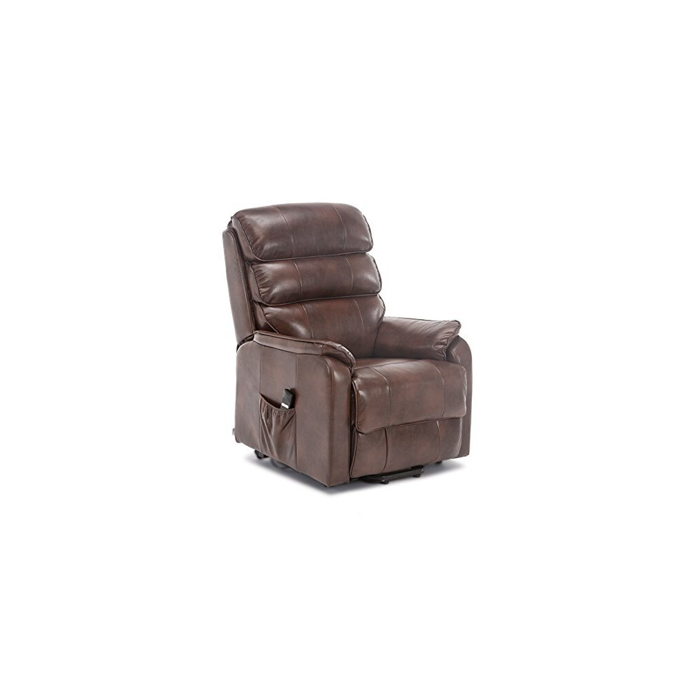 (Brown) Buckingham Electric Rise Recliner Armchair Lounge Leather Air Riser Chair