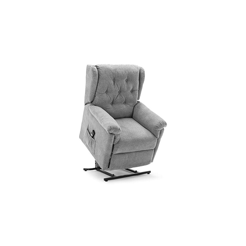 (Grey) Barnsley Fabric Electric Rise Recliner Sofa Armchair