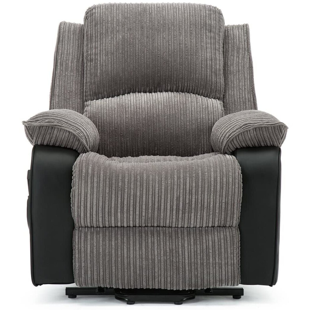 Grey jumbo deals cord recliner chair