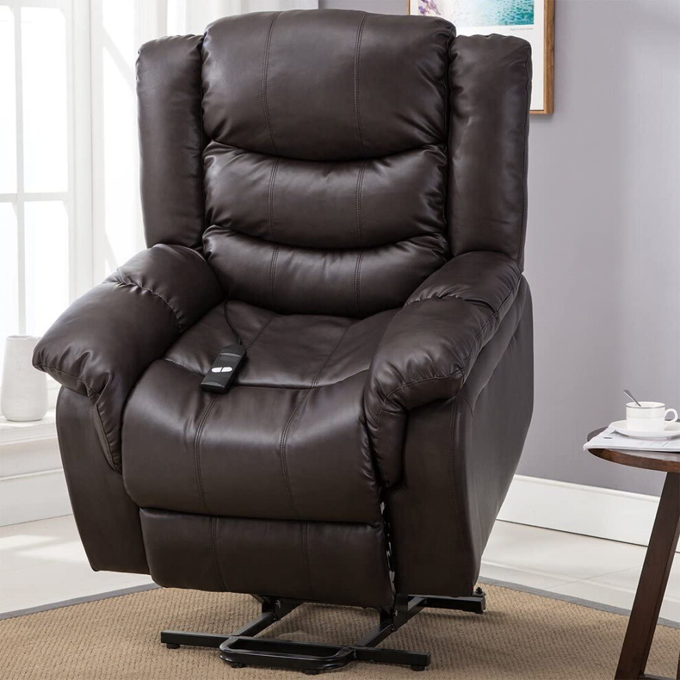 (Cream) Seattle Electric Rise Leather Recliner Armchair Sofa Home Lounge Chair