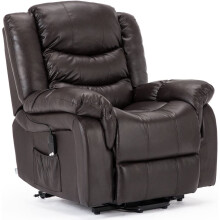 (Brown) Seattle Electric Rise Leather Recliner Armchair Sofa Home Lounge Chair