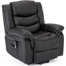 (Black) Seattle Electric Rise Leather Recliner Armchair Sofa Home Lounge Chair