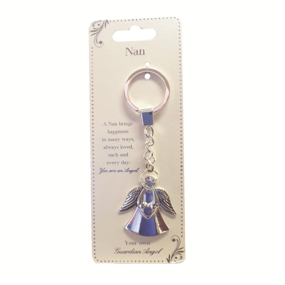 Nan Guardian Angel Keyring With Gemstone Sentimental Gift Idea For Her