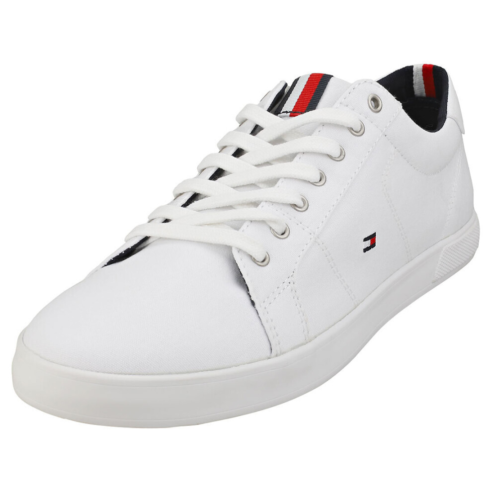 (10) Tommy Hilfiger Iconic Long Lace Sneaker Mens Casual Trainers in White