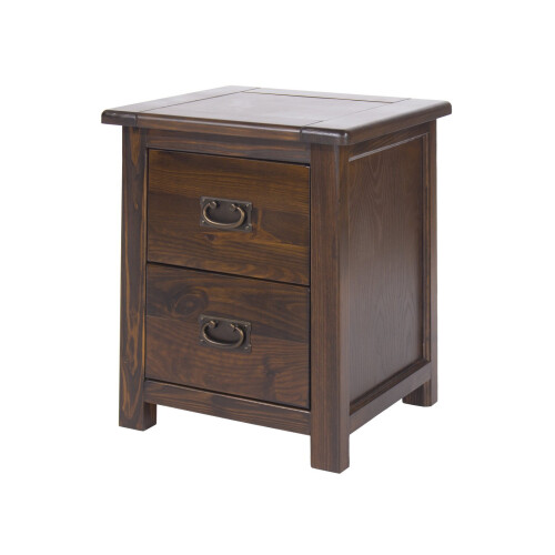 Core Boston Elegant Dark Pine 2 Drawer Bedside Cabinet