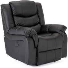 (Black) Seattle Electric Leather Auto Recliner Armchair Sofa Home Lounge Chair
