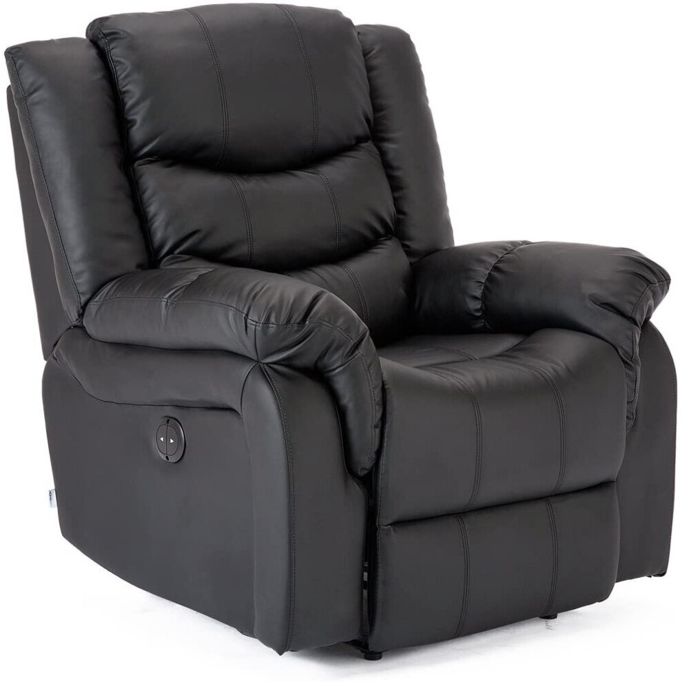 More4homes Black (Black) Seattle Electric Leather Auto Recliner Armchair Sofa Home Lounge Chair