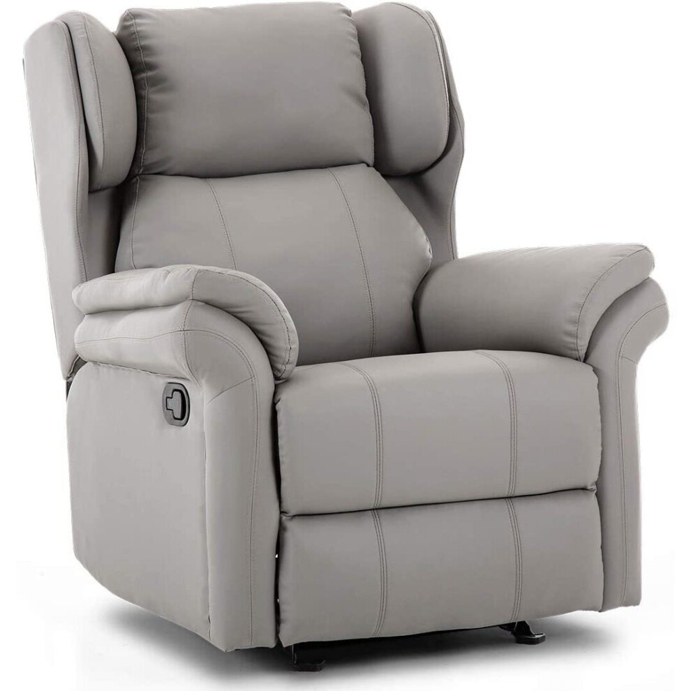 (Grey) Oakford Wing Bonded Leather Recliner Rocking Armchair Gaming Lounge Chair Black