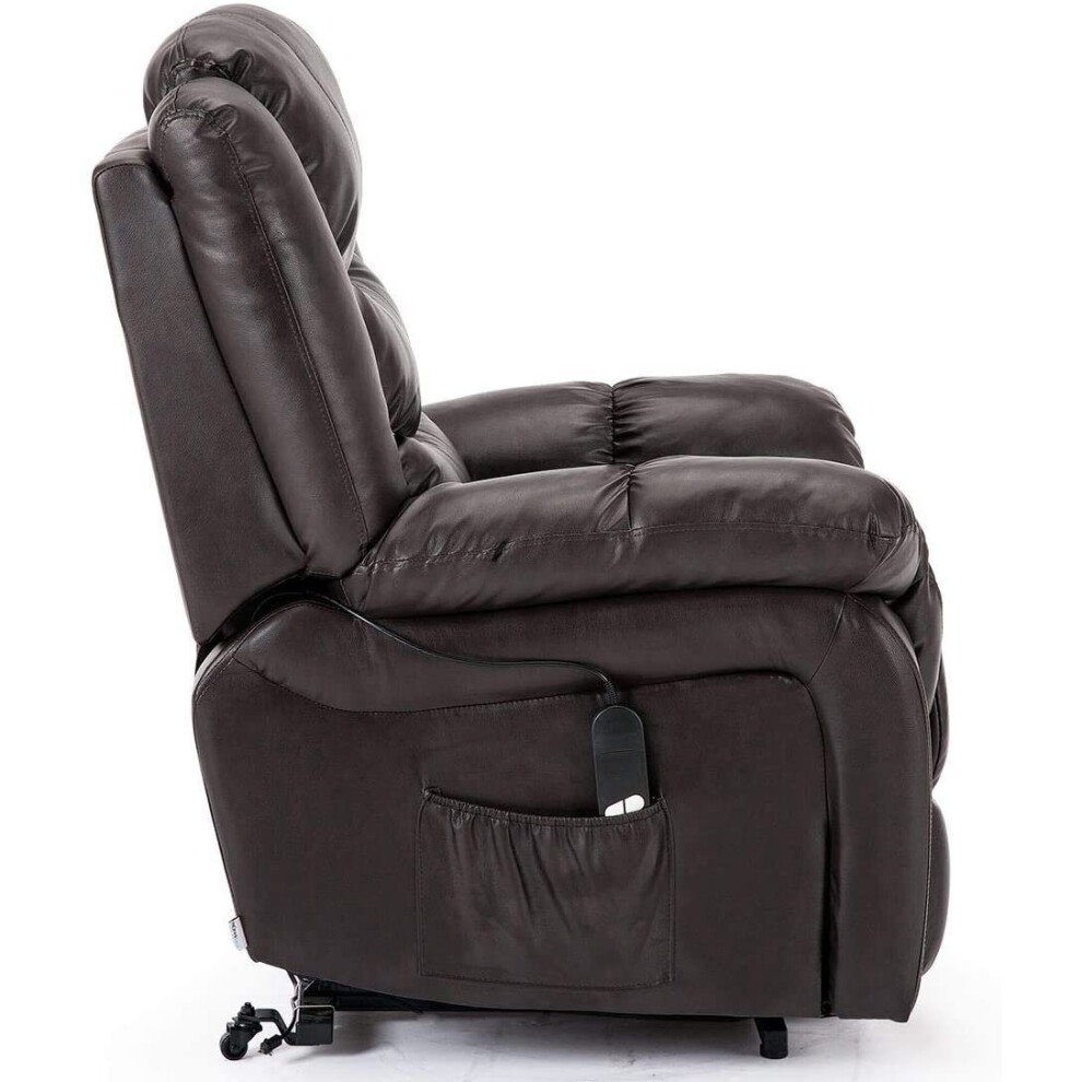 More4homes (Brown) Seattle Dual Motor Riser Leather Recliner Armchair Sofa Home Lounge Chair