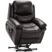 (Brown) Madison Dual Motor Rise Recliner Bonded Leather Armchair Sofa Lounge Mobility Chair