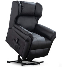 (Black) Oakford Electric Rise Recliner Bonded Leather Armchair Lounge Mobility Chair