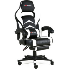(White) Gtforce Turbo Reclining Sports Racing Gaming Office Desk Pc Car Faux Leather Chair (Blue)