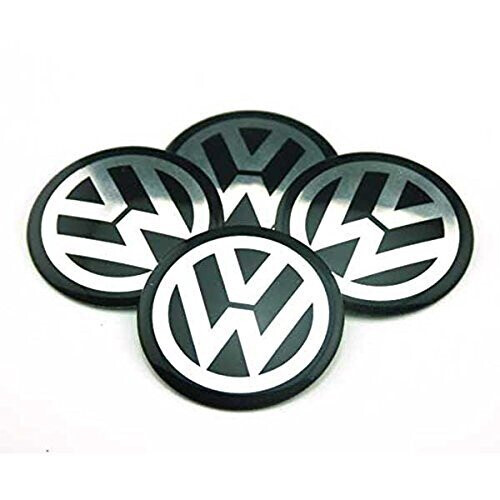 Volkswagen VW Black Overlays Stickers Emblems Aluminum Embossed Logo 90mm (4 pcs)