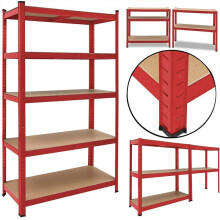 (Red 180cm x 90cm x 40cm ) Garage Shelving Units 5 Tier Metal Storage Racking Shelves
