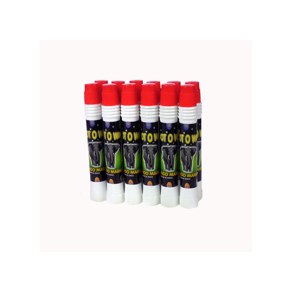 Clubking Ltd 12 Bingo Dabbers, 20Ml Water-Based Ink - Quick, Mess-Free Marking For Full House Red