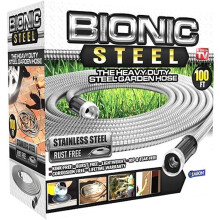 Bionic Steel 100 FT Tubo da Giardino, Tubo d'Acqua in Acciaio Inossidabile 304, Flessibile, Resistente ai Kink