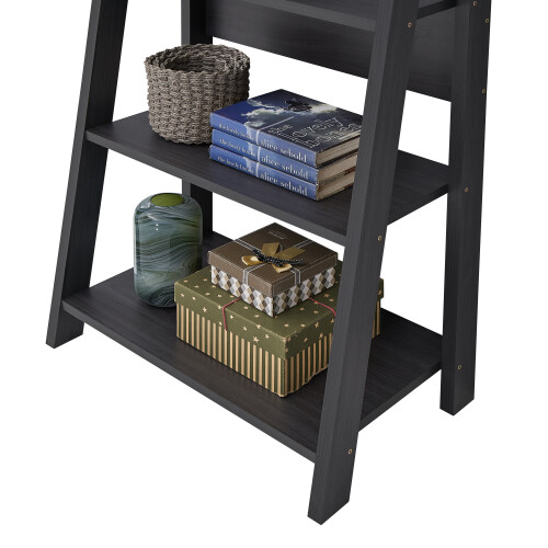 Timber Art Design UK Riva Retro 5 Tier Ladder Bookcase Shelving Shelf Display Unit Black 2