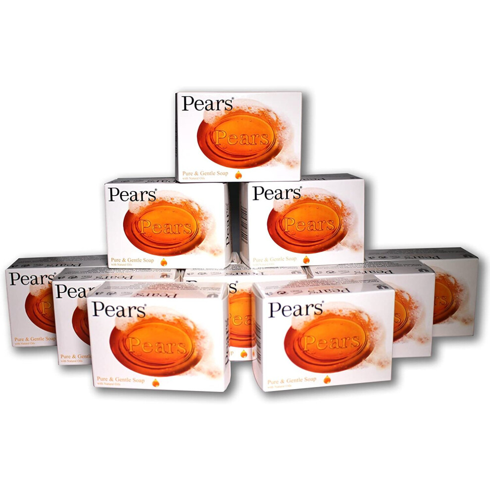 Pears Soap - Pure & Gentle With Glycerin & Natural Oils. Authentic Transparent Care Soap - Set Of 12Bars, 125G Each (Pack Of 12) Amber