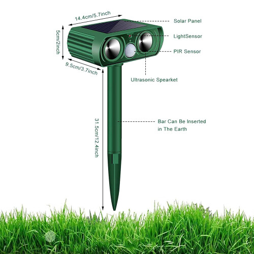 Solar Powered Cat Repellent for Outdoor Ultrasonic Cat Scarer 1