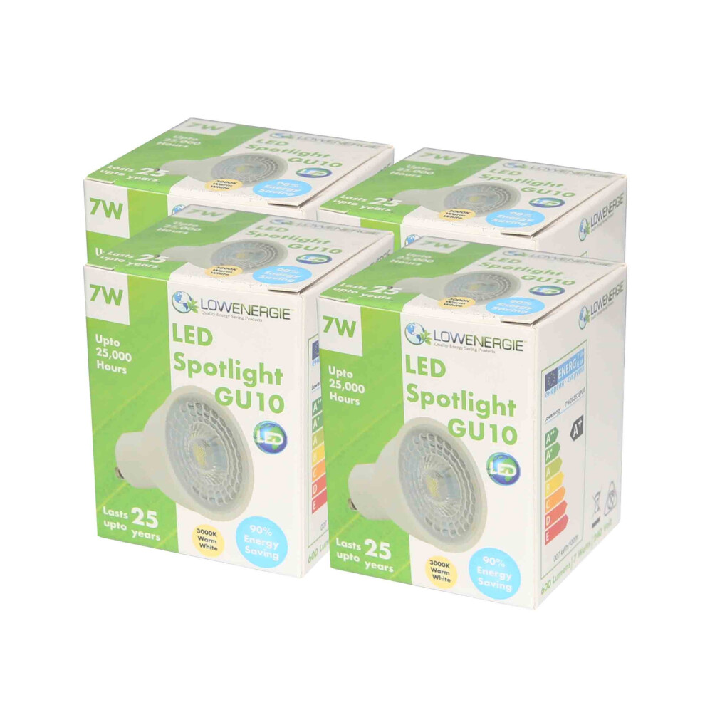 (3000K Warm White, 4) 7w Warm White 3000K or Day White 6000K LED GU10 Spotlight, Spot Light High Power, Energy Saving bulbs Pack Sizes
