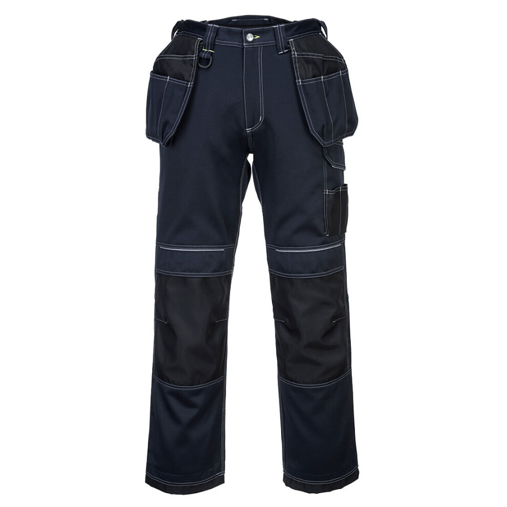 Portwest T602 - Navy/Black  34 Short PW3 Holster Work Trousers Combat Cargo Pants