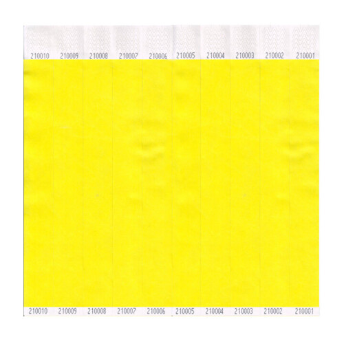 Neon Yellow Tyvek 25mm Wristbands (100 Pack)
