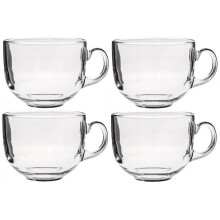 AM2788 - Set of 4 Extra Large Clear Glass Mugs 500ml | Jumbo Coffee & Soup Mugs