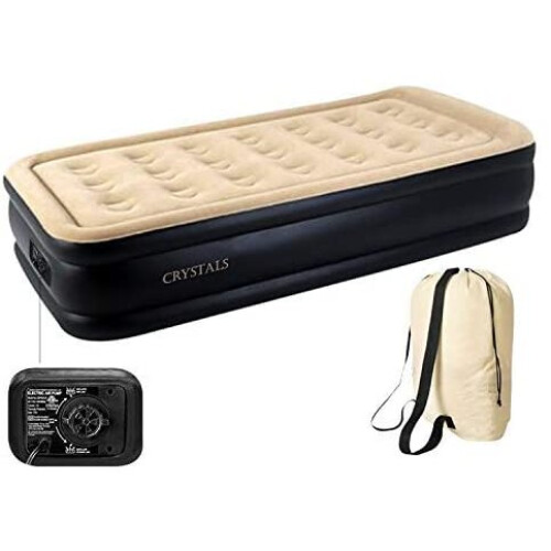 Crystals Inflatable Raised Air Bed With Built in Electric Pump Single