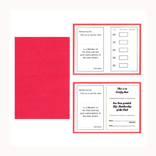 ClubKing Ltd Linen Membership Cards, Red, 5 Year Inserts