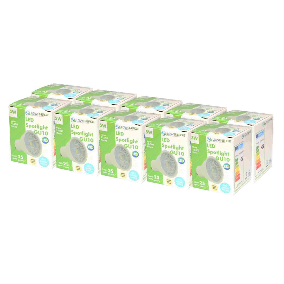 (10) 5w Warm White 3000K LED GU10 Spotlight, Spot Light High Power, Energy Saving bulbs Pack Sizes