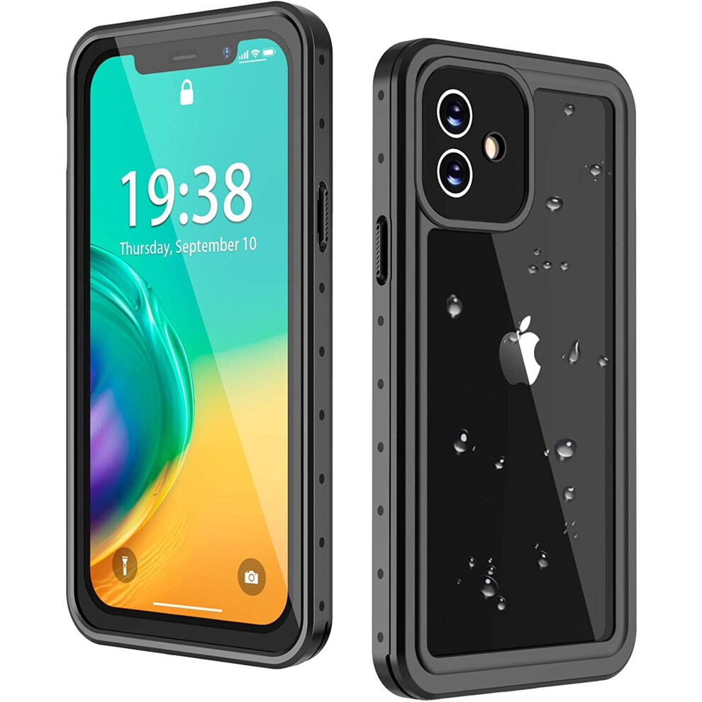 (iPhone 12, Black) Waterproof 360° Full Body Case For iPhone 12/12 Mini
