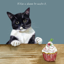 Cat Shame To Waste It Little Dog Laughed Greeting Card Blank Inside