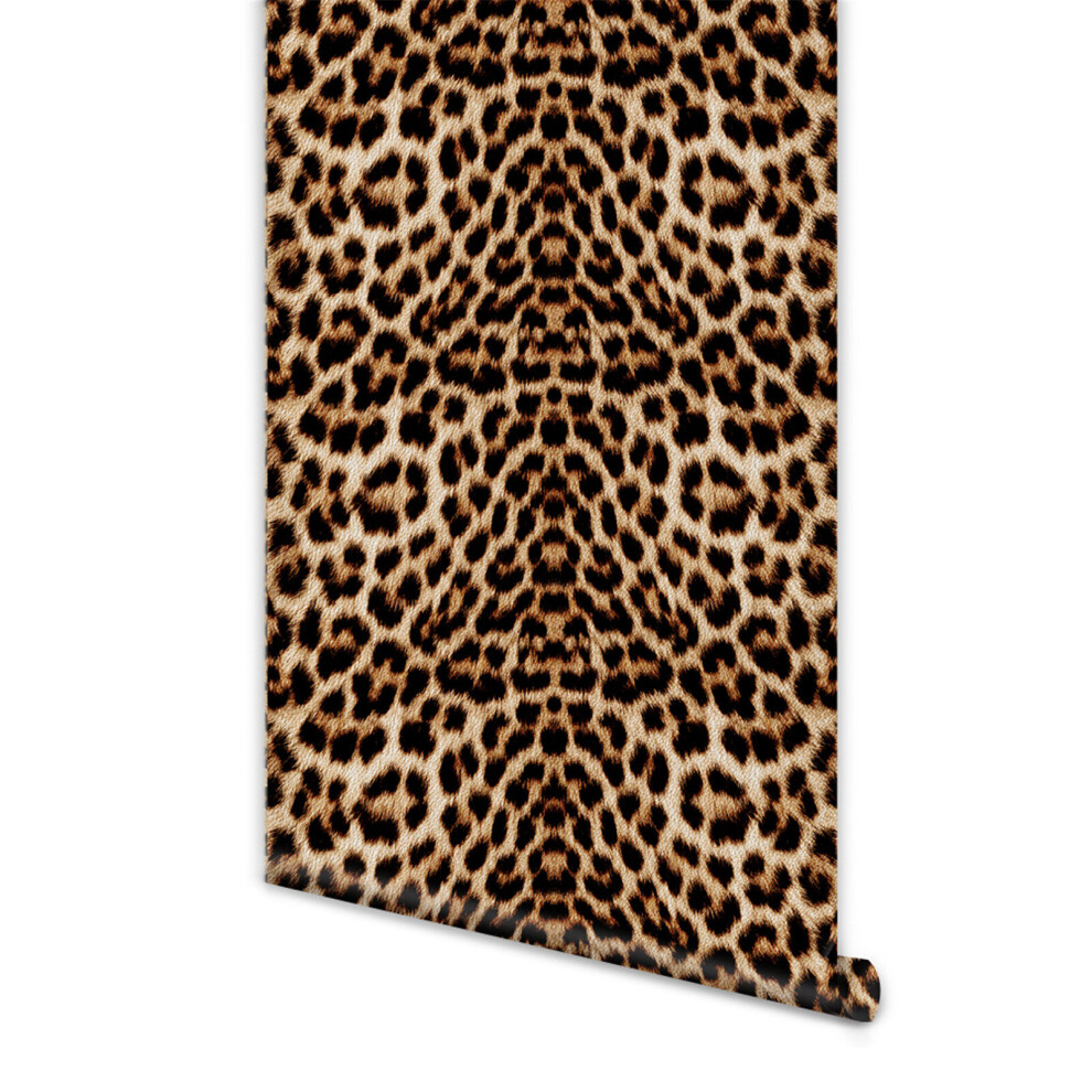 (SWP139) Leopard Print  Wallpaper, Self-Adhesive Removable Furniture Sticker, Use as Wall Paper, Contact Paper or Shelf Paper 40cm x 250cm Roll