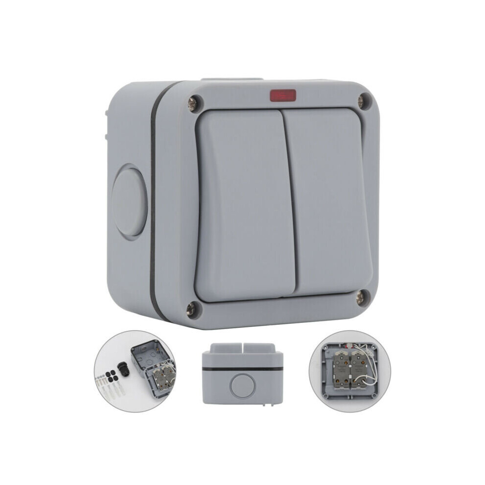 2Gang Waterproof IP66 Outdoor Garden Weatherproof Single Double Light Switch