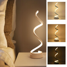 LED Bedside Spiral Table Lamps Creative Design Curved Warm White Light