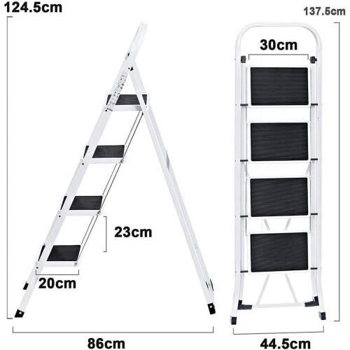 4 Step Ladder Heavy Duty Steel Portable  Foldable Step Stool Non-Slip 1